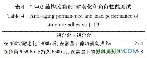 表4 J-03結構膠黏劑耐老化和負荷性能測試